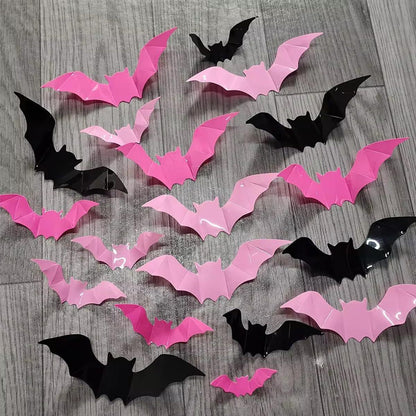 24/48pcs 3D Bat Wall Stickers Spooky PVC Bat Halloween Indoor Decorations Reusable Durable Bats Sticker Party Festival Supplies