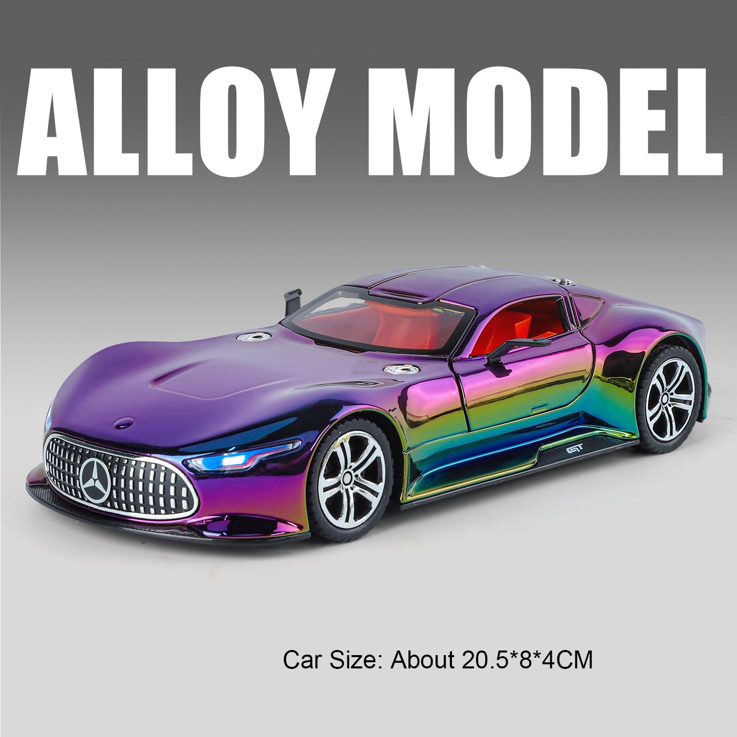1:24 Visão GT 300SL Carro Esportivo Modelo Liga Fundida Brinquedos Som Luz Puxar para Trás Portas Abertas Veículos Miniatura Presentes para Crianças