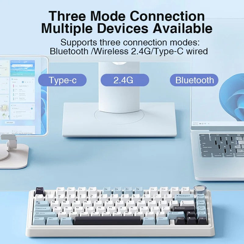 Teclado Mecânico AULA F75 Com Fio/Sem Fio 2.4G/Bluetooth RGB PBT Layout 75% Perfil OEM Gasket Personalizado Teclado Gamer de PC