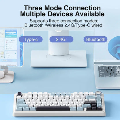 Teclado Mecânico AULA F75 Com Fio/Sem Fio 2.4G/Bluetooth RGB PBT Layout 75% Perfil OEM Gasket Personalizado Teclado Gamer de PC