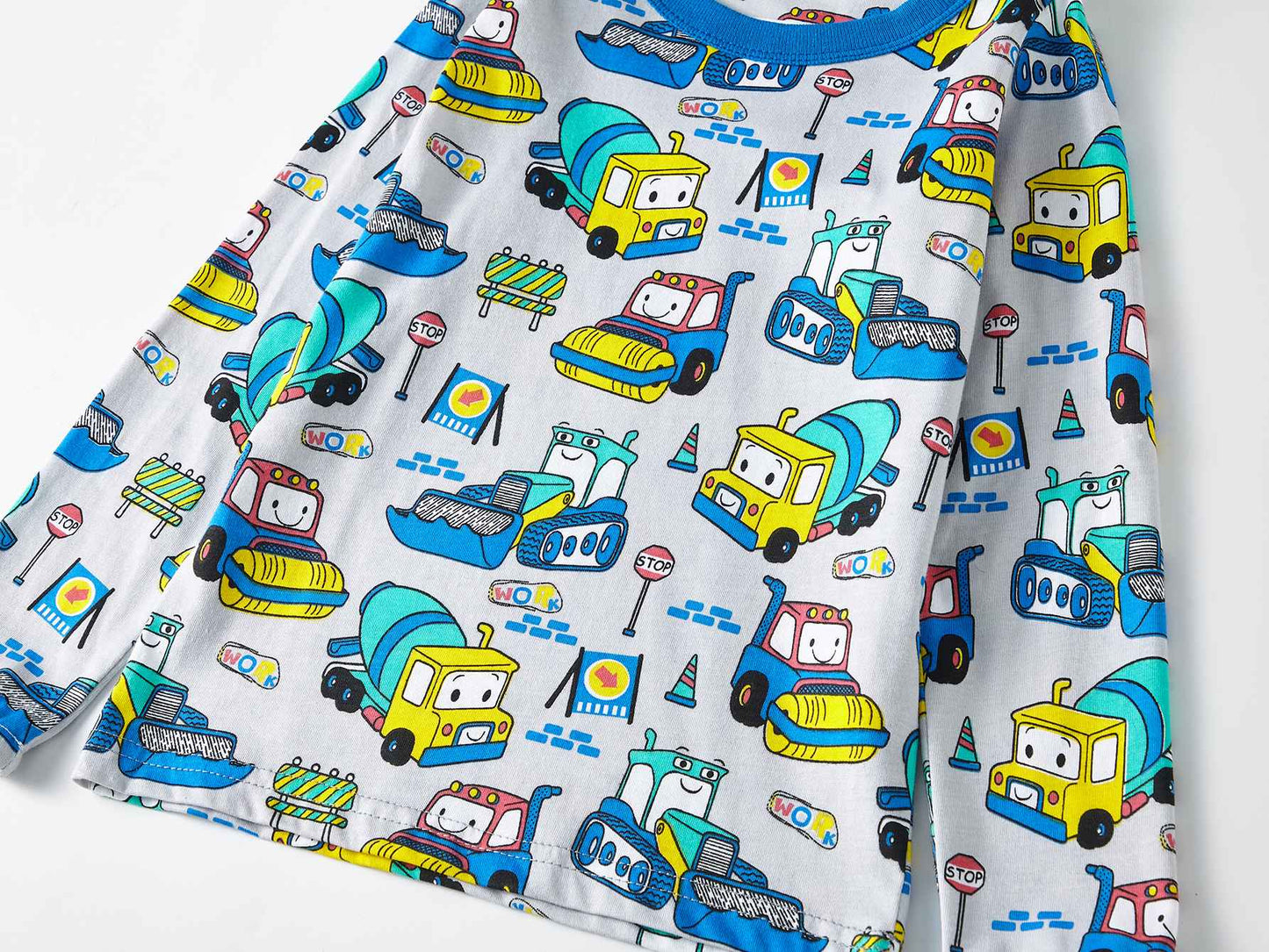 Boys Cartoon Engineering Car Pajamas Set 100% Cotton 2PC Loungewear  Long Sleeve Elastic Cuffs Soft sleepwear For Kids 1-8 Years