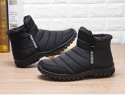 Botas de Inverno Masculinas Tênis de Algodão Quente com Zíper Botas de Neve Cano Curto, Sapatos Casuais de Outono Botas de Neve Impermeáveis com frete grátis