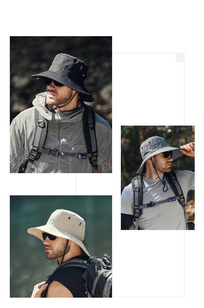 Summer Wide Large Brim Men Fisherman Hat Waterproof UV Protection Sun cap Hiking Fishing Climbing Oversized Safari Bucket Hats