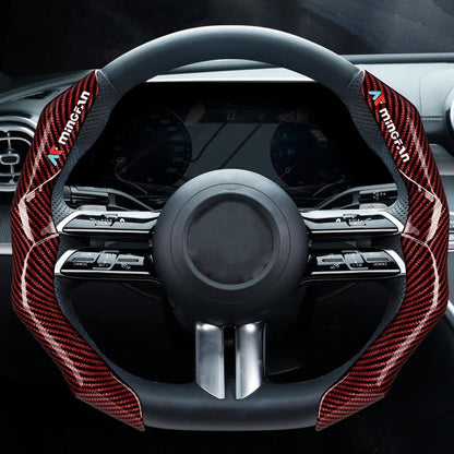 The carbon fiber steering wheel cover is luxurious, anti-slip, comfortable, durable and fashionable, suitable for all seasons