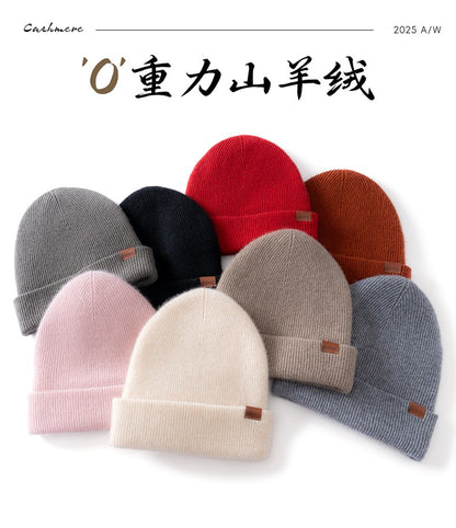 New Autumn Winter 100% Cashmere Hat Knitted Mountaineering Wool Hat Outdoor Skiing Double Layer Men and Women Thickened Warm