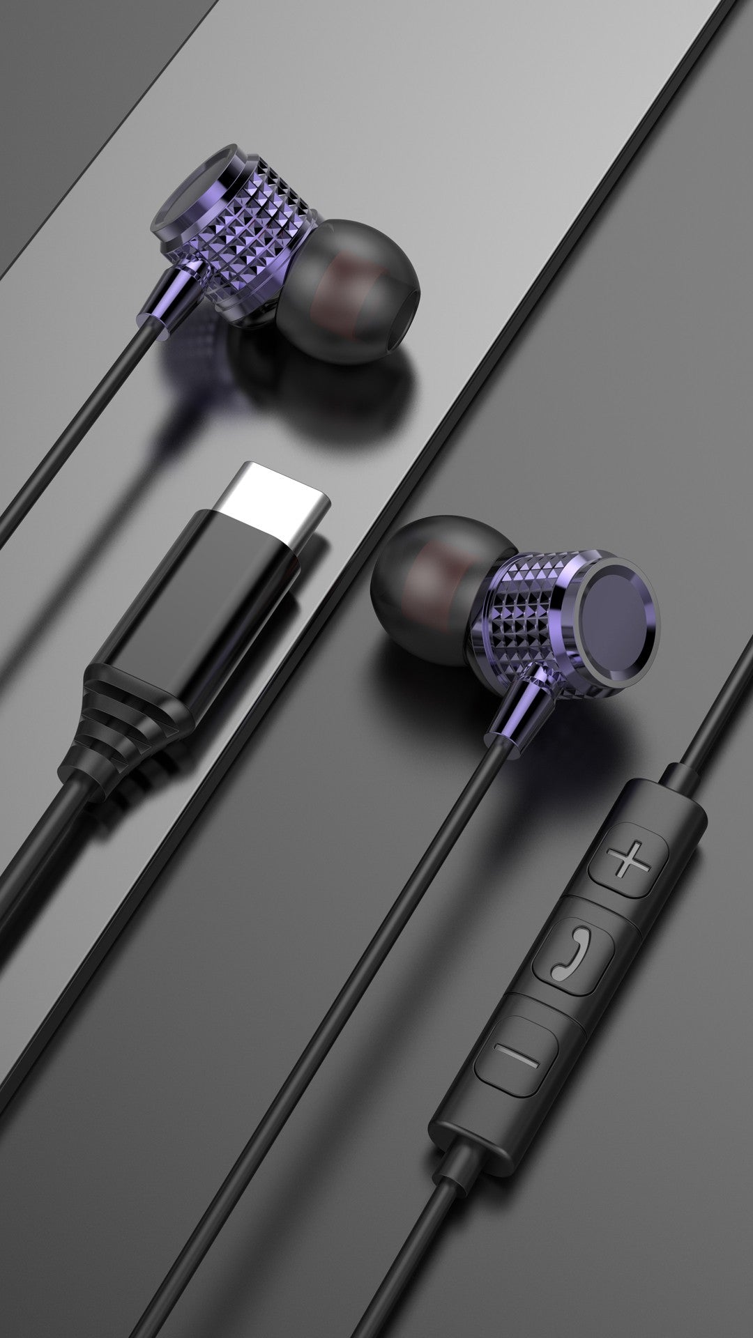 USB Type C Earbuds Metal Heavy Bass Earphones In Ear Noise Reduction 3.5mm Wired Headphones with Mic for Samsung Galaxy iPhone
