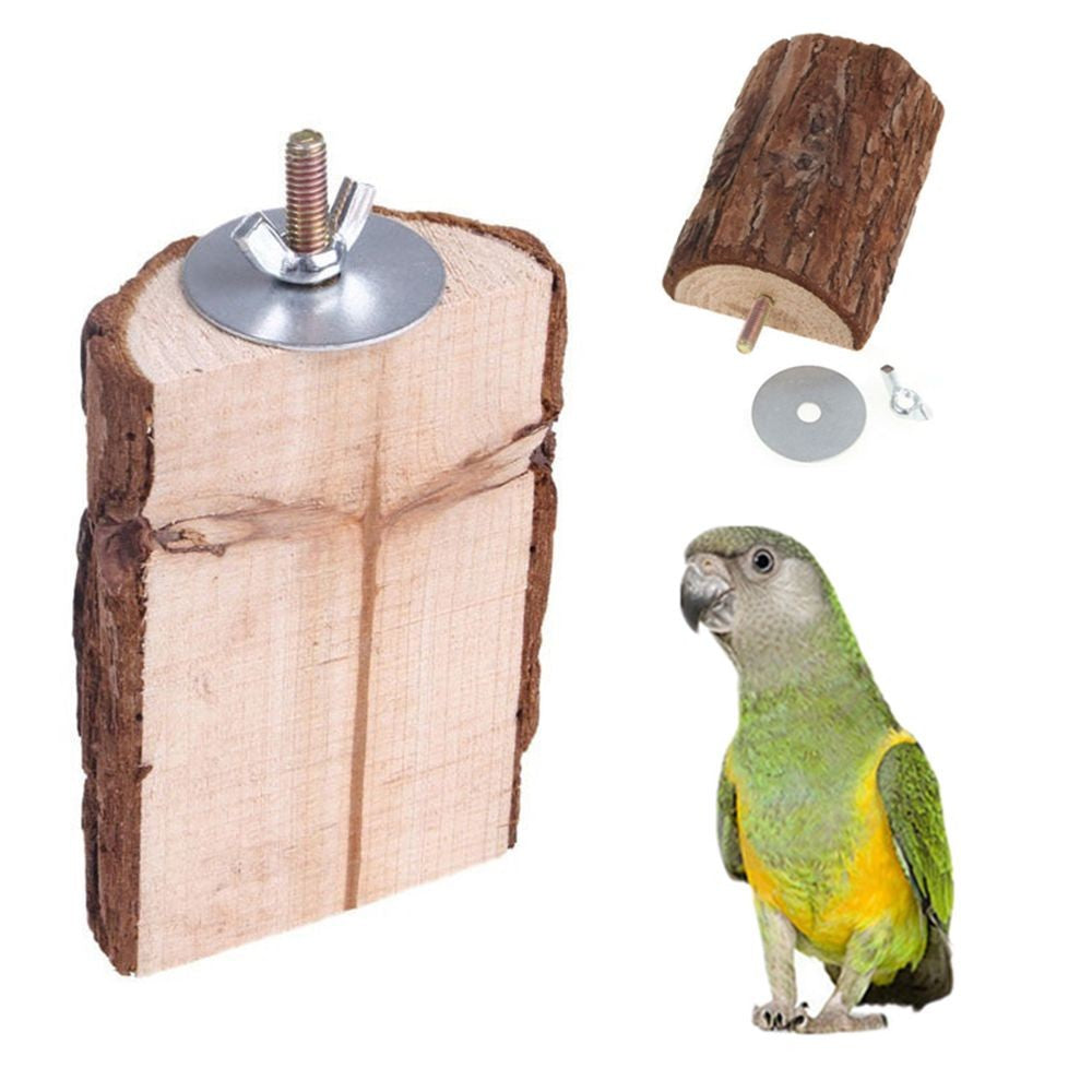 Poleiro Natural de Madeira para Gaiola de Pássaros Papagaios Plataforma Periquito Cacatua Rato Brinquedo