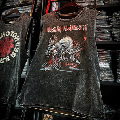 Men's Vintage American Rock Band Printed Washed Vest Sports T Shirt Sleeveless Tee Hip-Hop Gym Clothing Tank Tops Summer 2025