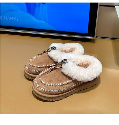 Snow Boots for Women in Winter 2025, New Soft and Comfortable Cotton Boots with Plush Insulation, Northeast Large Cotton Shoes