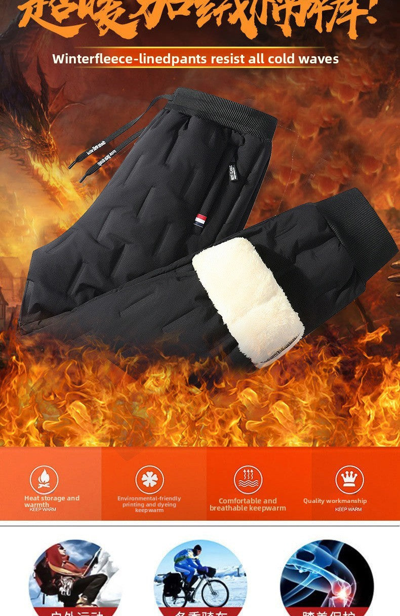 Men's Cargo Trousers Man Pants Plus Sweatpants Large Size Winter Warm Fleece Outer Y2k Alo Black Wear Thickened Baggy