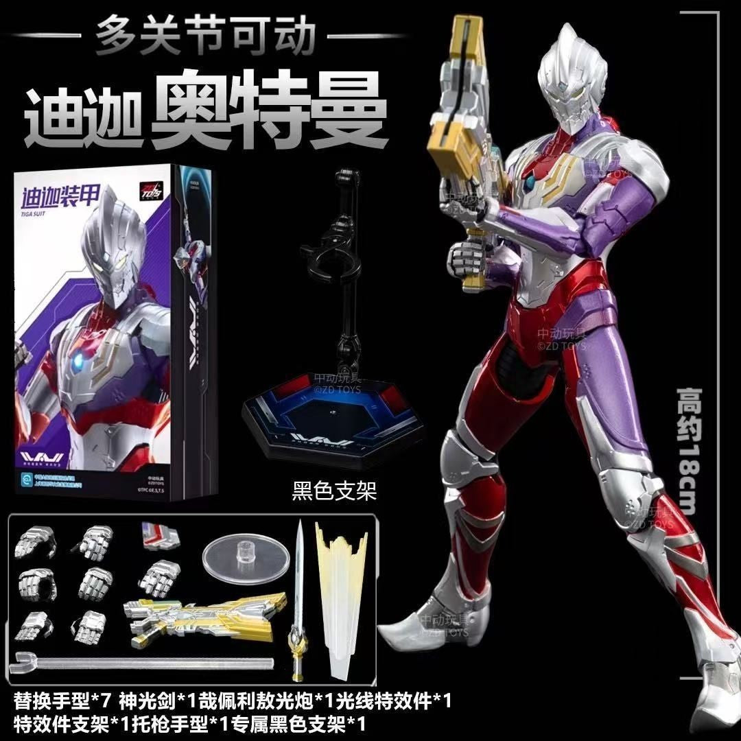 Boneco de Ação Original ZD Toy Ultraman Kotaro Higashi Zero Suit Tiga Suit Ace Ultra Seven Ultraman Jack Modelo Brinquedos Colecionáveis
