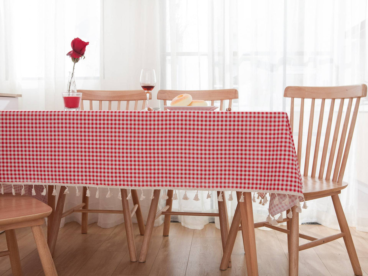 Pastoral Red and White Plaid Tablecloth Linen Cotton square Coffee Table Cloth Rectangular picnic tablecloth Tableware for Home