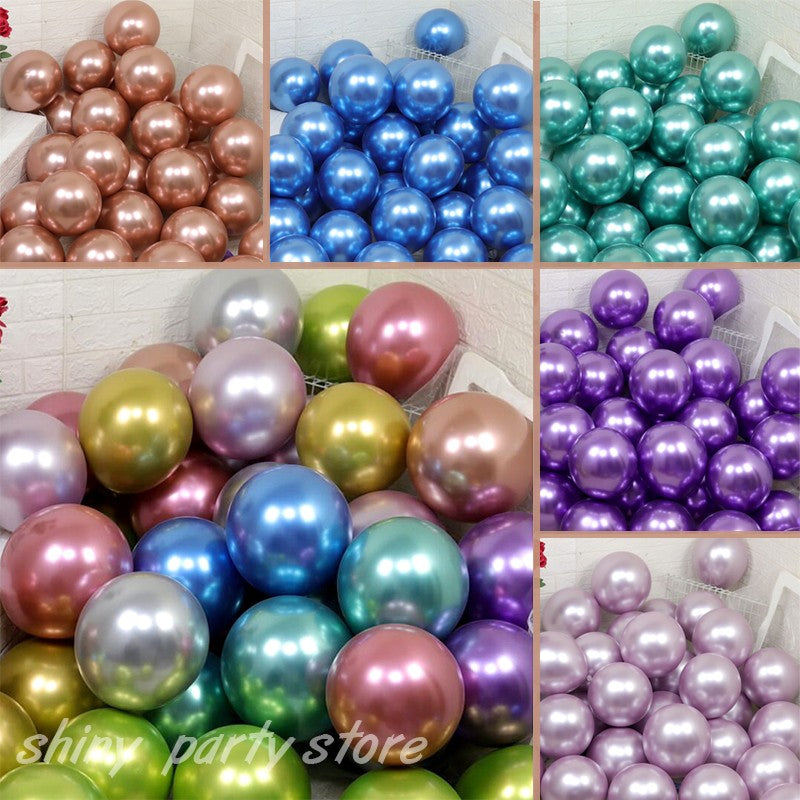 10/20/50pcs Metal Luster Chrome Balloon 5/10/12inch Latex Balloons Rose Gold Silver Red Purple Green Pink Balloon Birthday Party