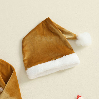 Christmas Infant Baby Girl Boy Velvet Clothes Toddler Long Sleeve Lapel Button Down Tops Elastic Waist Pants Santa Costume Set
