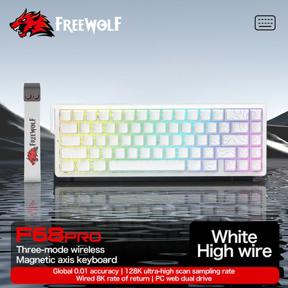 Teclado com Switch Magnético ATTACK SHARK X68HE Com Fio e FREEWOLF F68 Com Fio F68Pro Sem Fio para Jogos Profissionais 8K Hz 0,01mm Gatilho Rápido