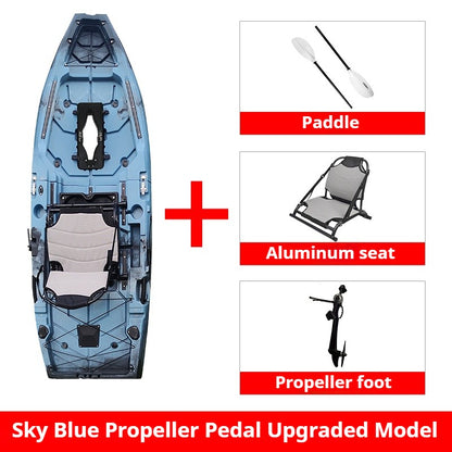 Caiaque Modular de 2 Lugares, Canoa HDPE Elétrica/a Pedal com Assentos de Alumínio, Barco de Pesca Portátil para Recreação em Lagos e no Mar