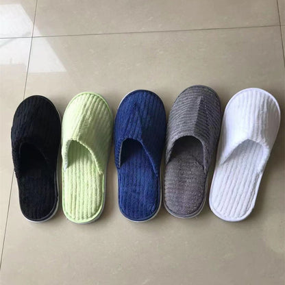 5 Pairs/Lot Mix Colors Men Women Disposable Hotel Slippers Cotton Slides Home Travel SPA Slipper Hospitality Cheap Footwear