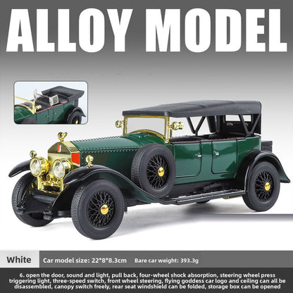 Simulação 1:24 Phantom Vintage Car Liga Modelo de Carro Coleção Enfeites Luz de Som Puxar para Trás Menino Presente Miniatura de Luz de Som