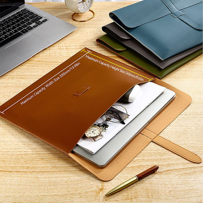 Business Office Luxury Document Bag PU Leather Custom Name Large Capacity A4 Paper File Bag Fashion Engrave Logo Storage Bags