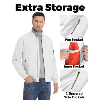 MAGCOMSEN Men's Aviator Jackets Thick Warm Orange Lining Bomber Jackets Fall Winter Casual Windproof Coats