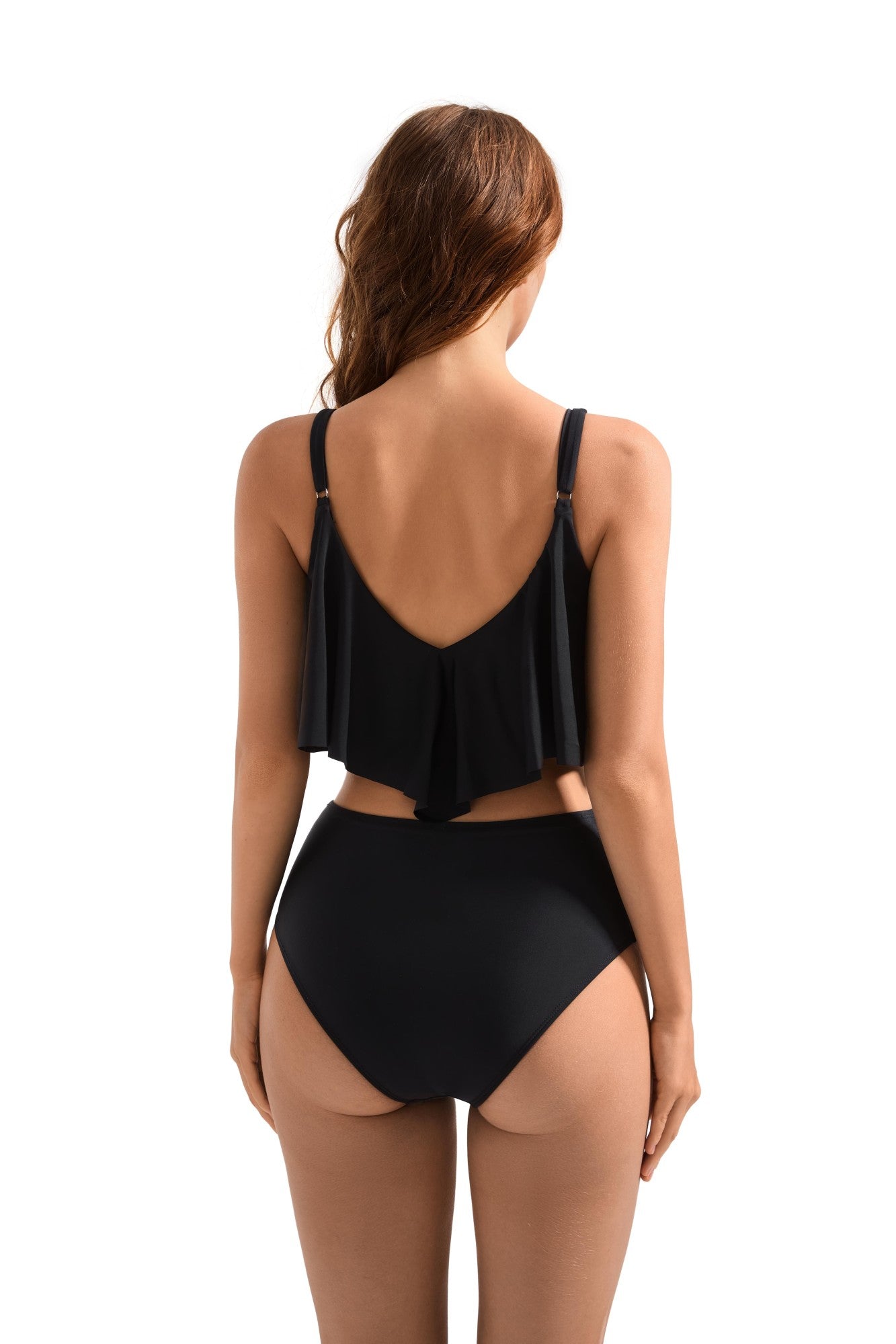 Women Tankini Ruffle High Waisted Swimsuits Tummy Control Bathing Suits Swimwear Beachwear Padded XXL Size Bikini Set Female