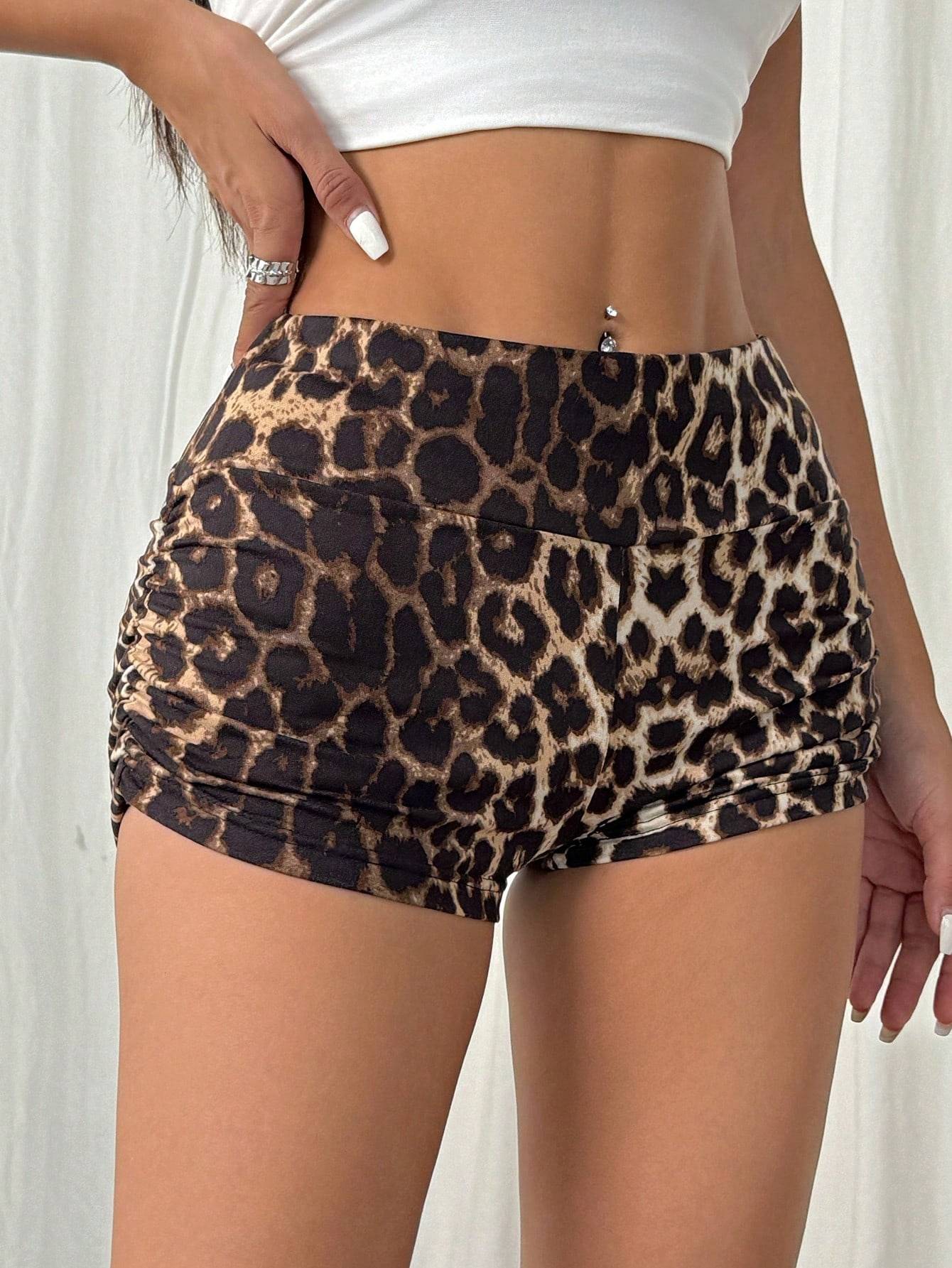 Women's leopard print fashionable hot pants, Y2K shorts