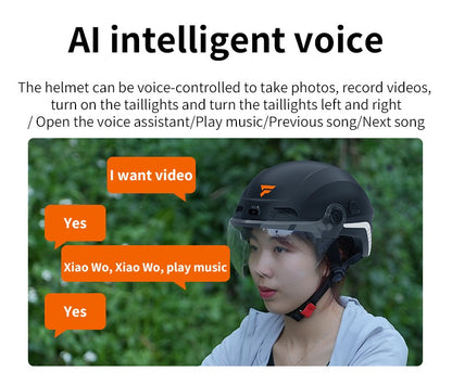 2025 Novo Capacete de Moto Inteligente com Câmera e Fone de Ouvido Bluetooth Meio Capacete Masculino Cascos Para Moto Quatro Estações DOT