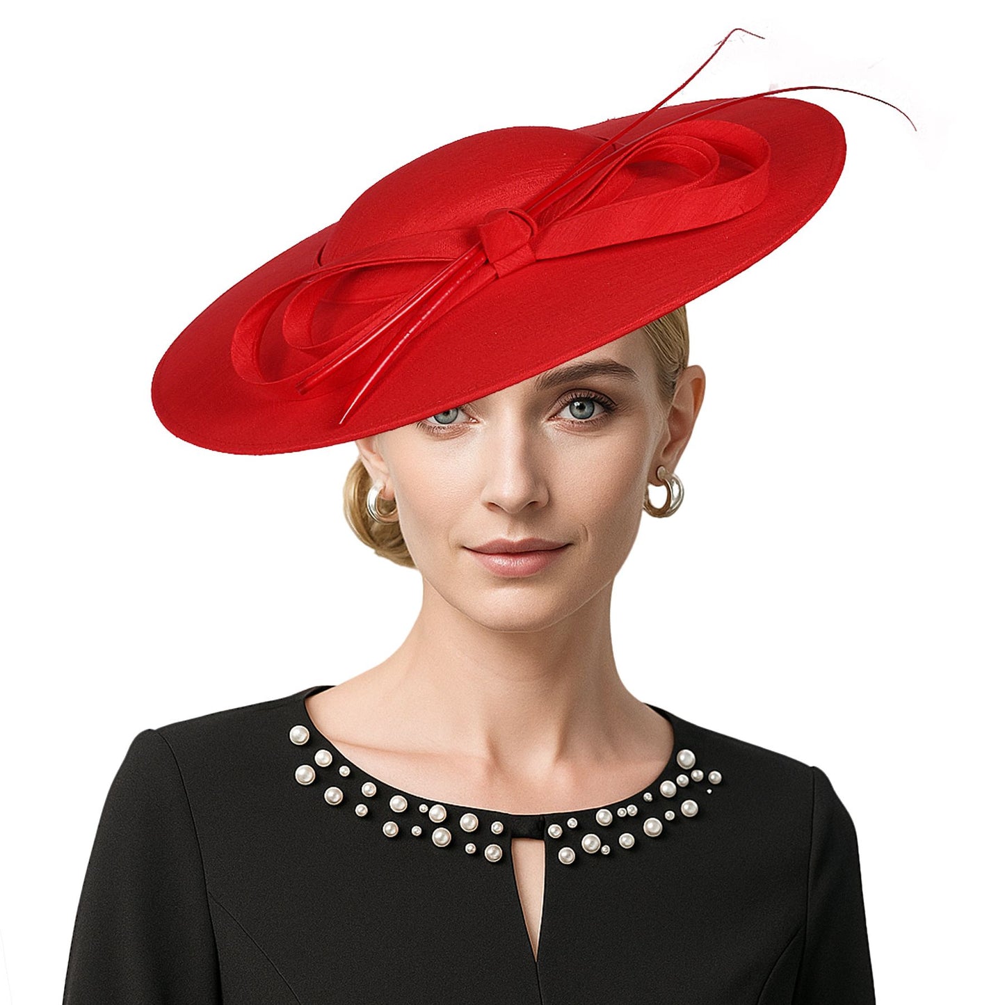 Sinamay Weddings Fascinators Hats For Women Ladies Large Big Brim Cocktail Church Tea Party Dress Fedoras Hat With Bow Feather