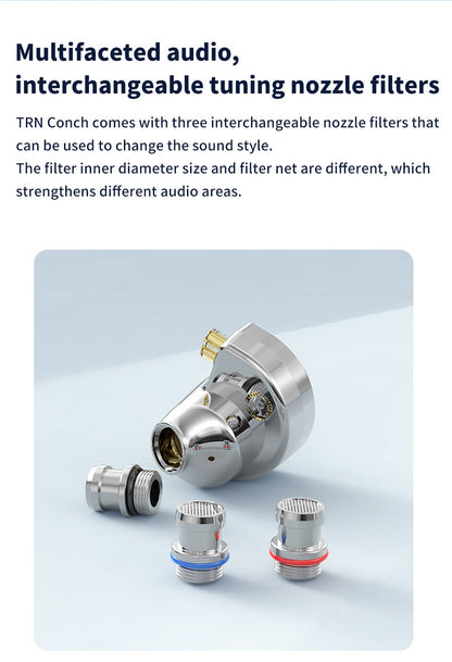 TRN CONCH In-Ear Earphones 10mm Dual Magnetic Circuit DLC Dynamic Driver Headphones Sports Earbuds Monitor IEMS with 3.5/2.5/4.4