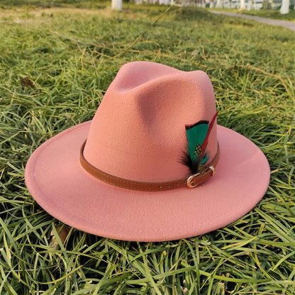 Chapéu Fedora Novo de Camurça 2023 Masculino e Feminino Outono Chapéu Panamá Jazz Estilo Britânico Elegante Retrô Fedora Chapéu de Aba Larga