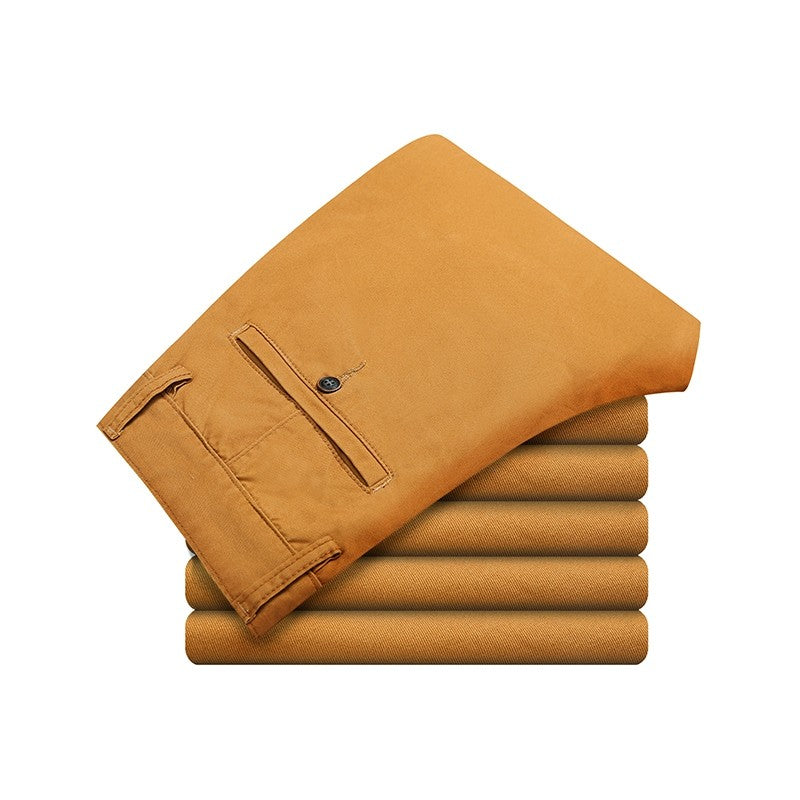 Mens Pants Cotton Casual  Stretch male trousers man long Straight High Quality 4 color Plus size pant suit  42 44 46