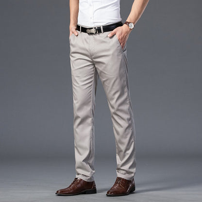 Calças Sociais Masculinas Finas para o Verão, Justas, de Algodão, Estilo Casual de Negócios, Cores Verde, Preto, Cáqui, Calças de Marca Masculinas Tamanhos 30-40
