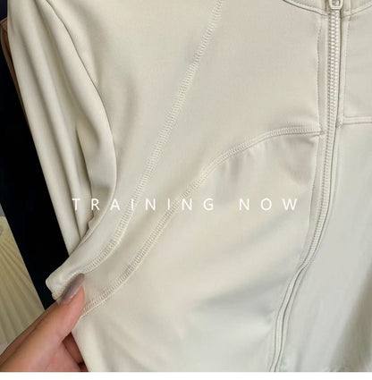 Yoga Suit Women's High-end Standing Collar Long Sleeved Sports Jacket Running Training Fitness Top Windproof Running Suit