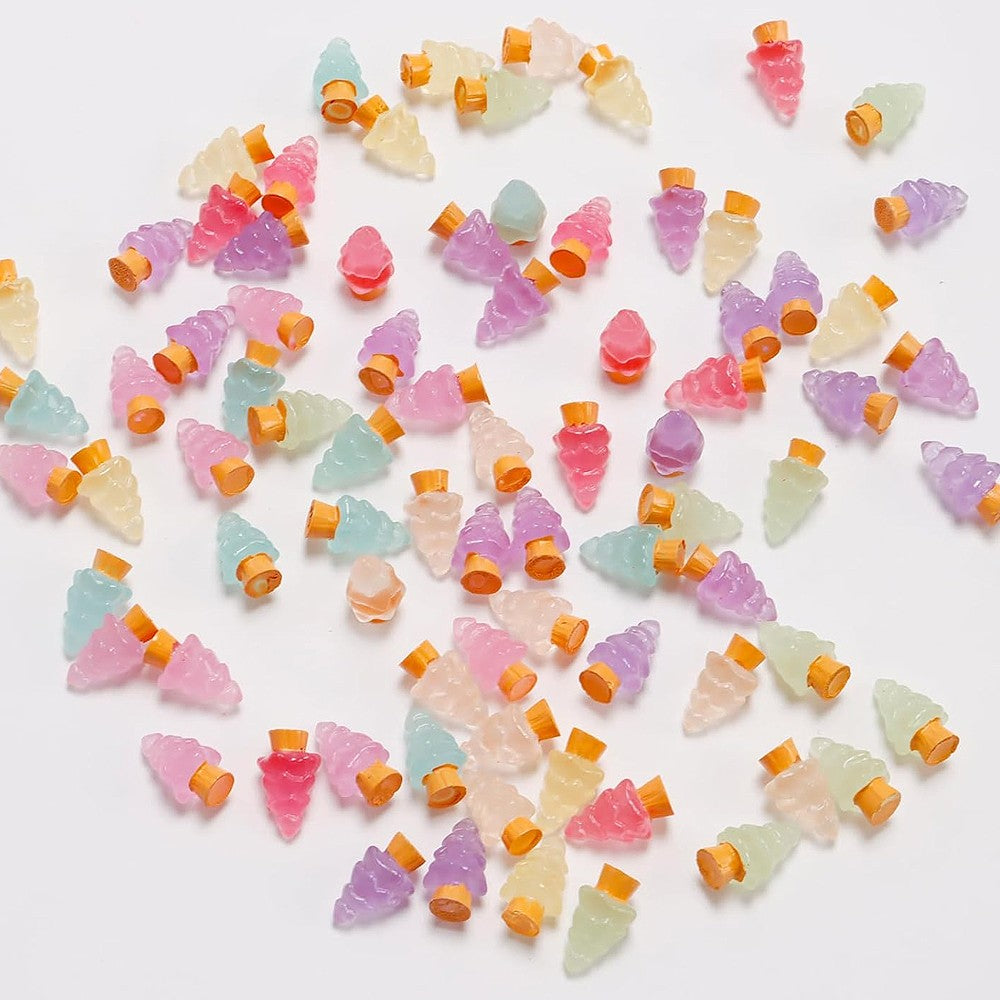 10/20pcs Mini Resin Christmas Tree Miniature, Glow In the Dark Fairy Garden Home Ornament, Micro Landscape DIY Craft Decoration