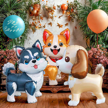 Dog Aluminum Film Balloon Husky Corgi Big Ear Dog Cartoon Shaped Balloon Children's Birthday Decoration Shower Decoration