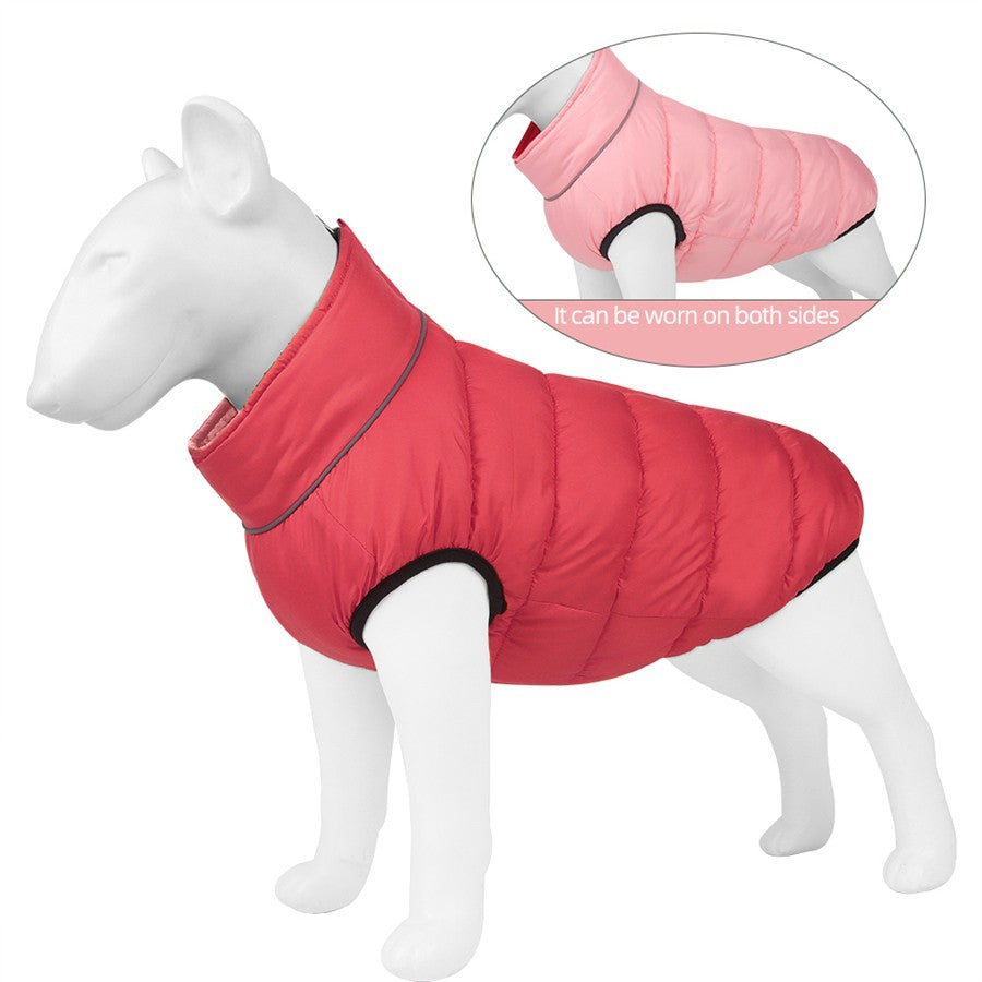 Autumn Winter New Double-Sided Warm Dog Cotton Clothes Pet Clothes One Piece through the Winter Dog Clothes