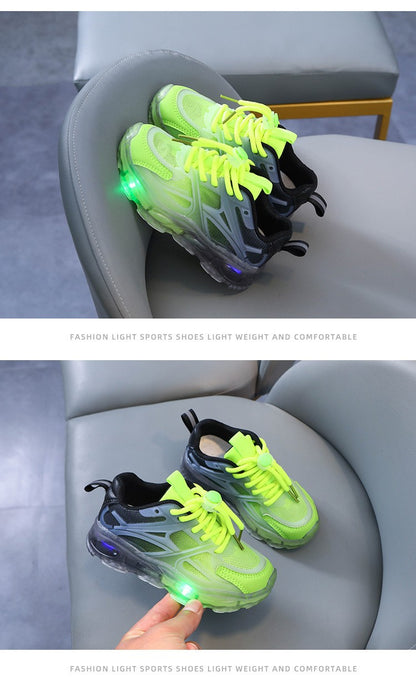 Summer Kid Sneakers New Fashion Light Up Boy Shoe Breathable Versatile Anti Slip Simple Sports Shoes Daily Classic Girl Shoes