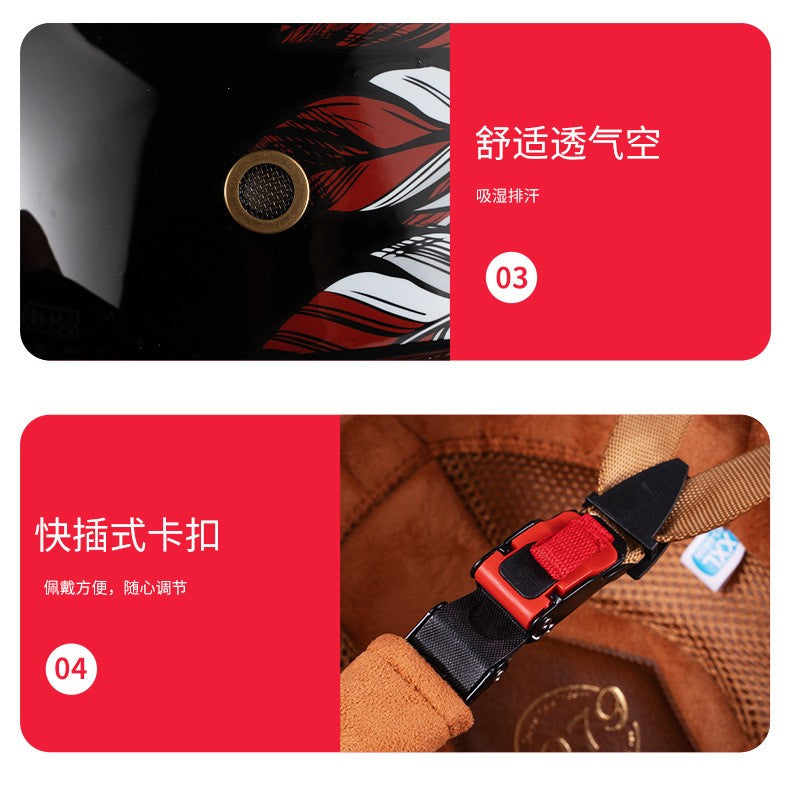 Boné de beisebol com personalidade retrô de gângster para homens e mulheres, capacete de motocicleta, capacete de beisebol, capacete de carro elétrico, meio capacete