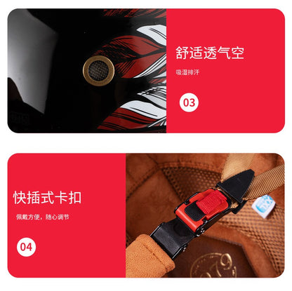 Boné de beisebol com personalidade retrô de gângster para homens e mulheres, capacete de motocicleta, capacete de beisebol, capacete de carro elétrico, meio capacete