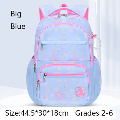 Fashion Moon Rainbow Girl School Bag Children Kid Backpack Cute Waterproof Large Capacity Gradient Pink Teenage Travel Backpack