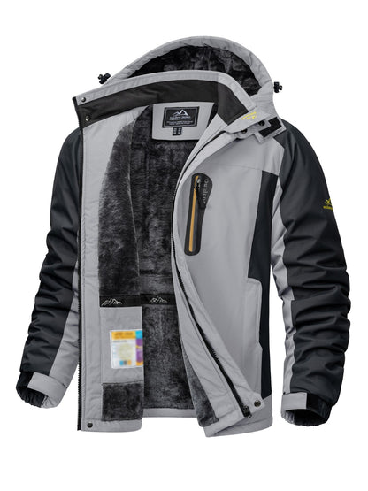 Jaqueta Masculina Impermeável TACVASEN de Inverno Pesada Forrada com Lã, Jaquetas de Esqui e Snowboard, Casacos Corta-Vento com Capuz Removível