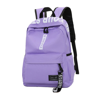 Fashionable Lightweight Student Backpack Customizable Logo Casual Dual-shoulder Bag Arc Shoulder Strap Polyester Lining Oxford
