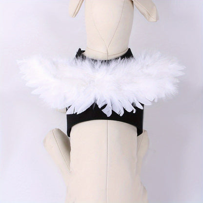 Fantasia de Halloween para Pets Asa de Anjo e Diabo Preta e Branca para Cachorro Gato Coelho Porquinho Presente Divertido para Festa de Halloween Tema Anime B