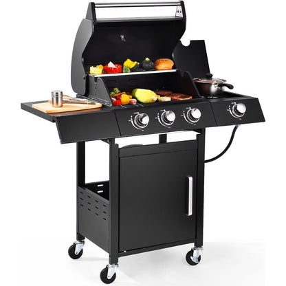 3-Burner w/Side Burner Gas Grill with 241 SQ.IN. Outdoor Grill with 36,000 BTU, Propane Grills with Top Cover Lid