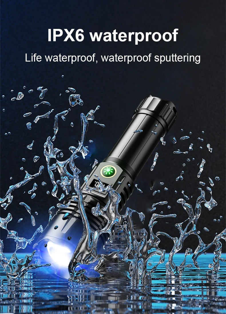 990000LM Most Powerful Flashlight Type-c Recharge 3000M Spotlight Tactical Flash Light 5000mAh High Power Led Flashlights Torch