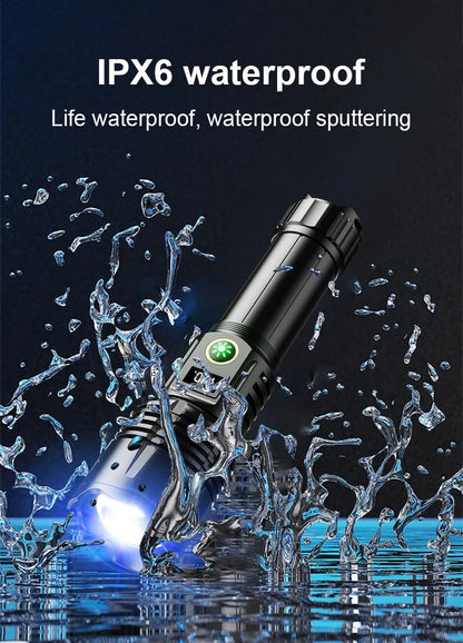 990000LM Most Powerful Flashlight Type-c Recharge 3000M Spotlight Tactical Flash Light 5000mAh High Power Led Flashlights Torch