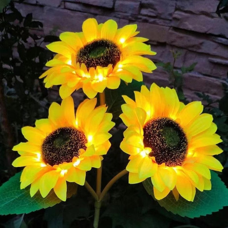 LED Solar Sunflowers Rose Flower Light Home Decorative Flower Lights Garden Decoration Lawn Lamp Waterproof Landscape Rose Light