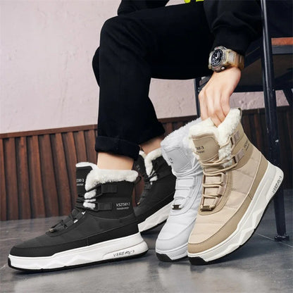 Men's Winter Plus Velvet Warm High-top Down Bread Shoes Waterproof and Non-slip Cotton Shoes Men's Big Boots==bottes Pour Hommes