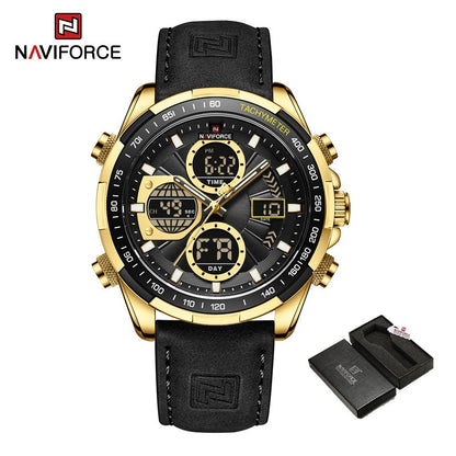 NAVIFORCE Men Military watch Multifunction Chronograph Sports 3ATM Waterproof alarm mode Day And Date Display Male Gifts Clocks