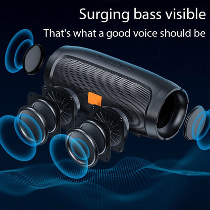 Caixas de som Bluetooth portáteis com subwoofer, estéreo surround, à prova d'água, caixa de som sem fio com rádio FM e cartão TF